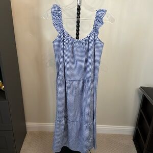 NWT Sirens & Seashells Midi Blue Gingham Tiered
Cotton Blend Dress Size XS